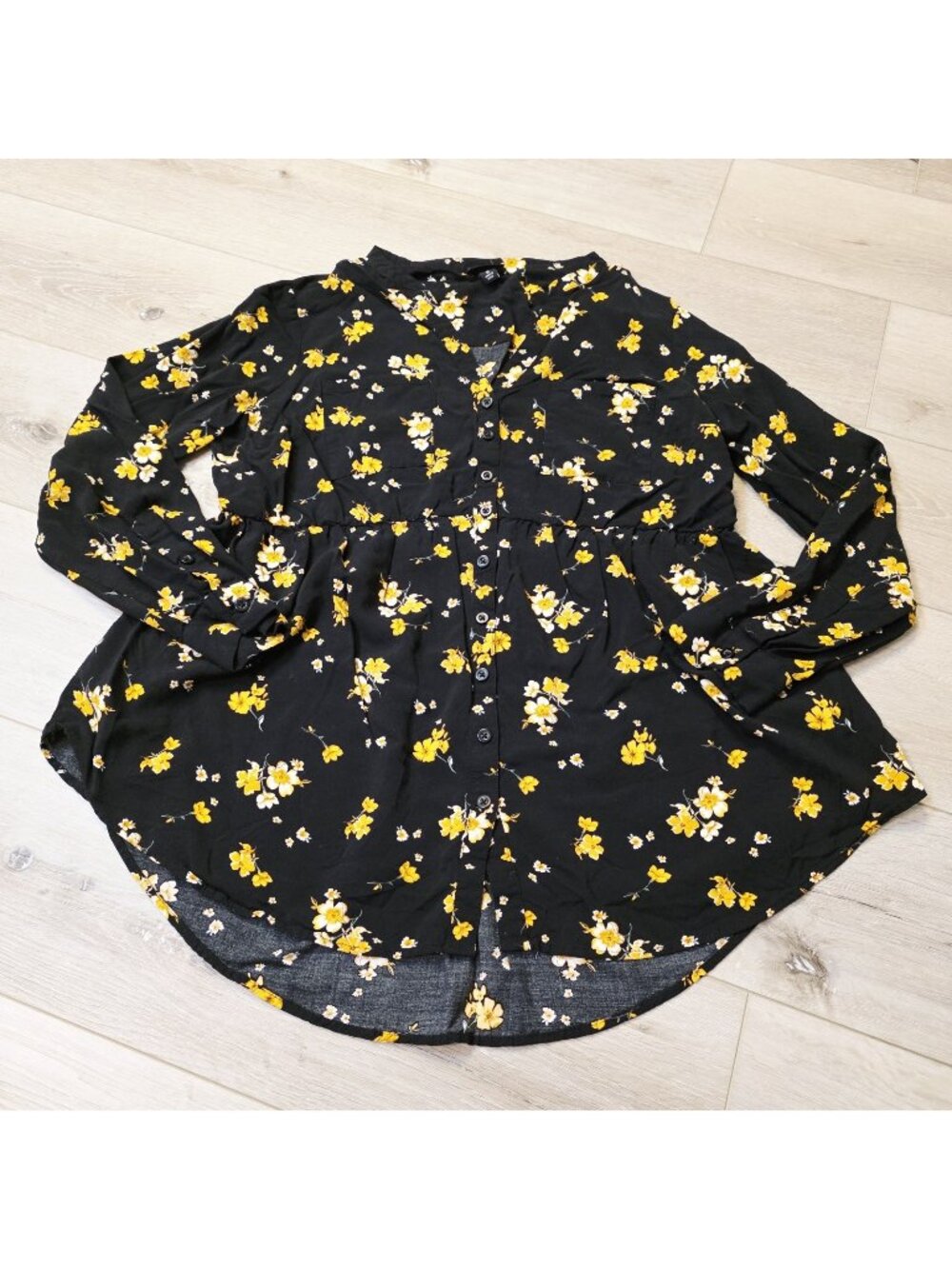 Womens Torrid Floral Boho Whimsical Long Sleeve Baby Doll Sz 0 Plus Top Blouse